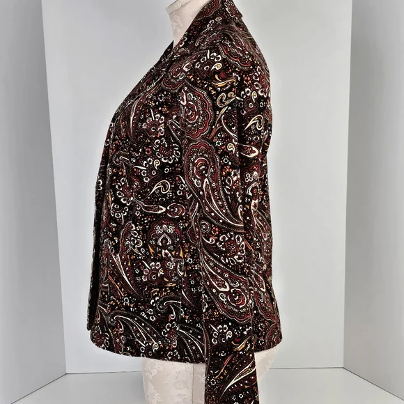 Madison Studio Women 8 Paisley Blazer Jacket Cotton Blend Velvet Look Boho Retro - Picture 2 of 12